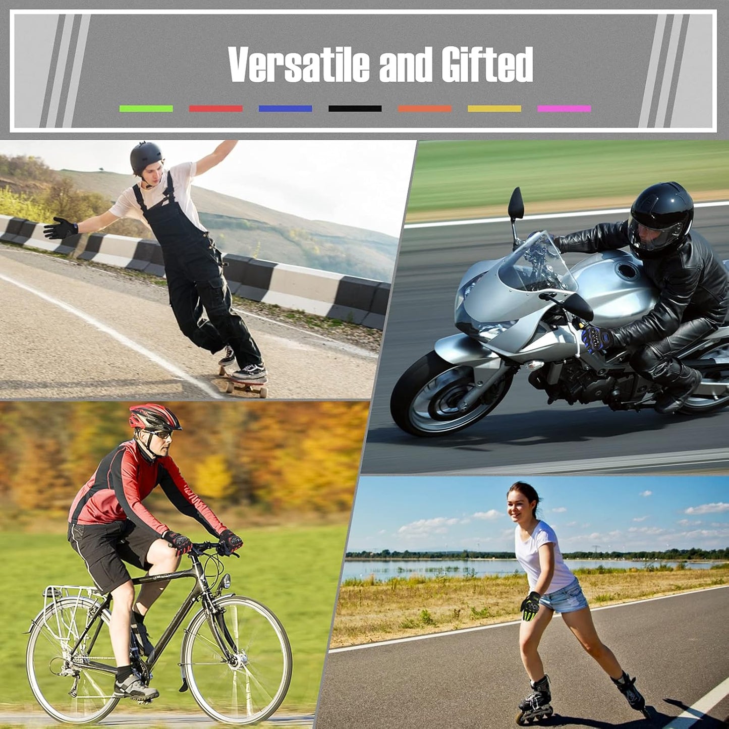 COFIT Motorcycle Gloves Breathable, Touchscreen Motorbike Gloves Anti-Slip with Good Grip Hard Knuckles Protection for Men Women Motocross, BMX ATV MTB Cycling, Road Racing - Orange L