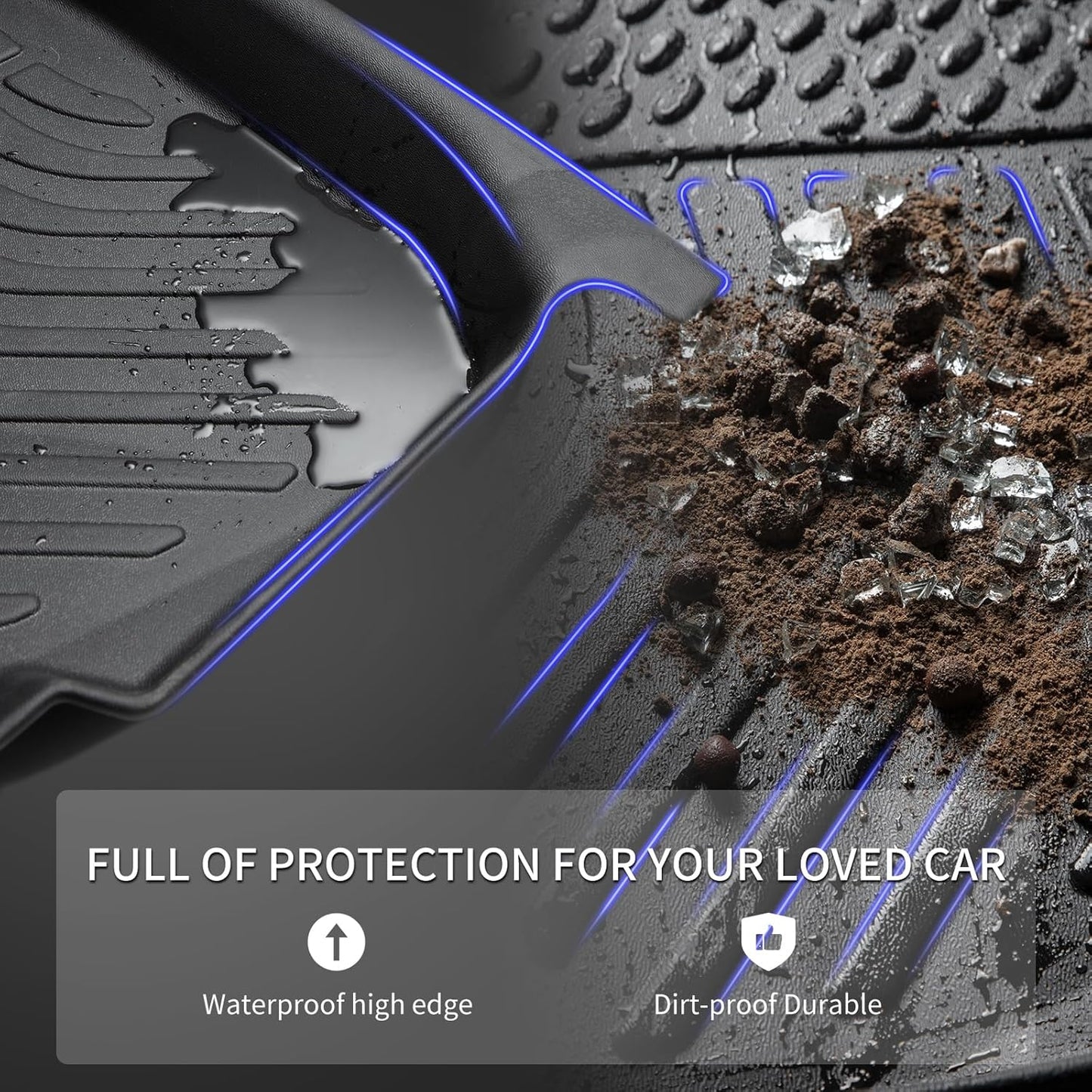 KELCSEECS® Floor Mats Custom for Ford Ranger SuperCrew Cab 2019-2023 All Weather Protection TPE Heavy Duty Non-Slip Automotive Floor Liners Fits Front & 2nd Row Full Set Accessories, Black