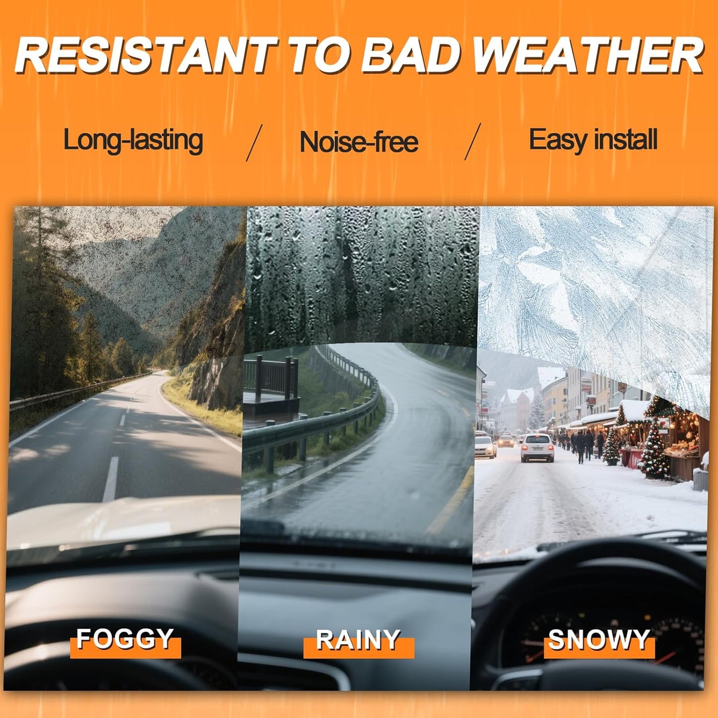 HULADAED® 26''+18''+16'' Windshield Wipers Replacement for Toyota Prius 2009 2008 2007 2006 2005 2004,Silicone Front Rear Wiper blades for MY Car-All Weather & Quiet(3 PACK)