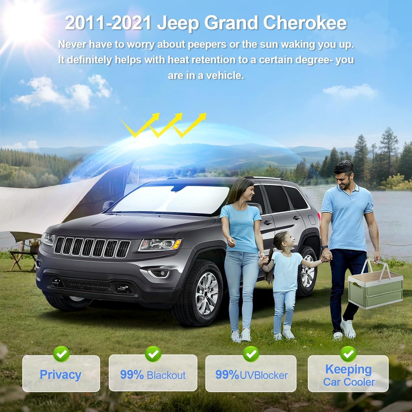 8pcs Car Window Shades forJeep Grand Cherokee 2011-2021(NOT Grand Cherokee L) Accessories,Windshield Side Rear Full Sunshade,Sun Visor UV Blocking, Privacy Protection for Camping Outdoor