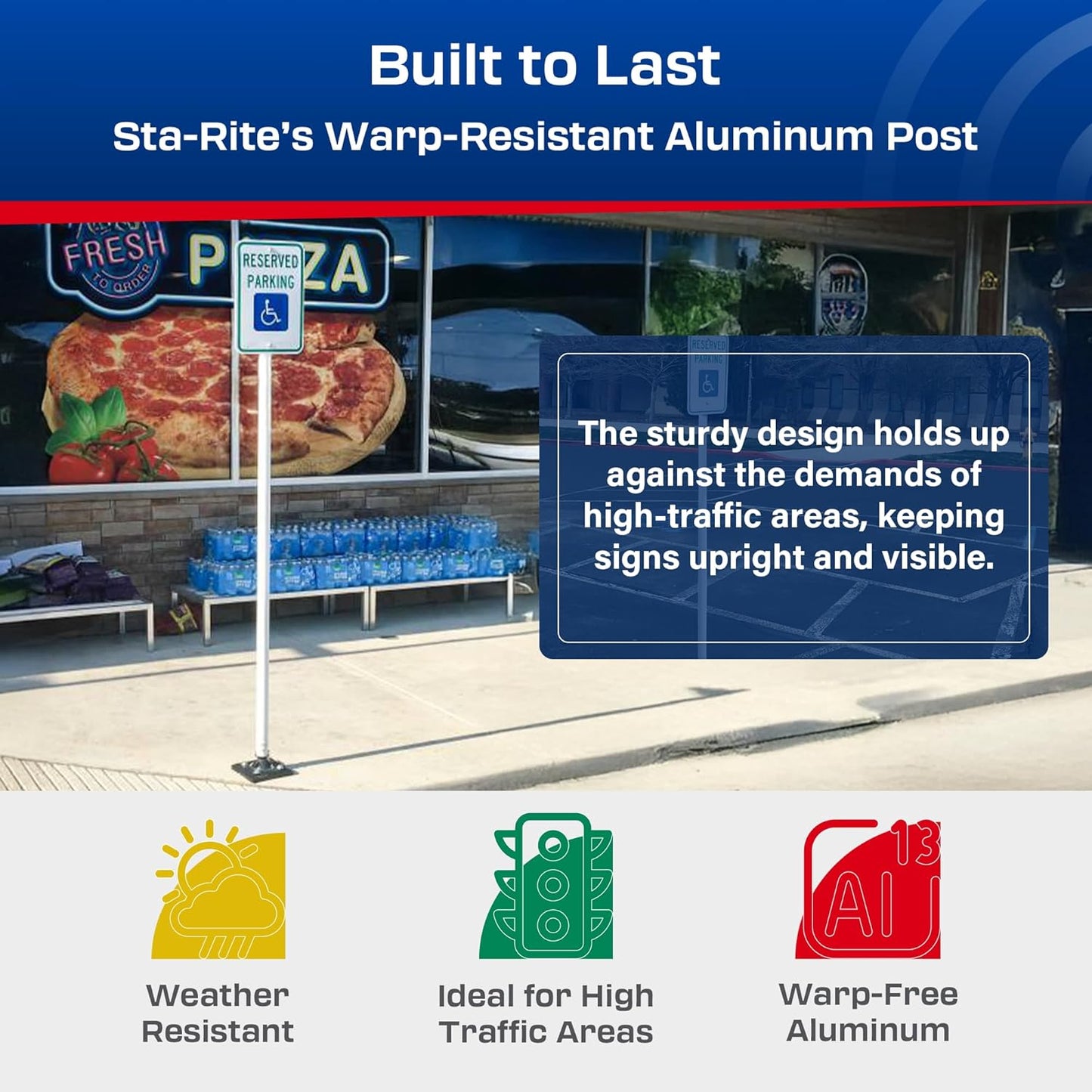 Impact Recovery - Sta-Rite Flexible Sign Post - Sign Holder - Handicap Parking Signs - Made in the USA - 102” Reserved Parking Signage