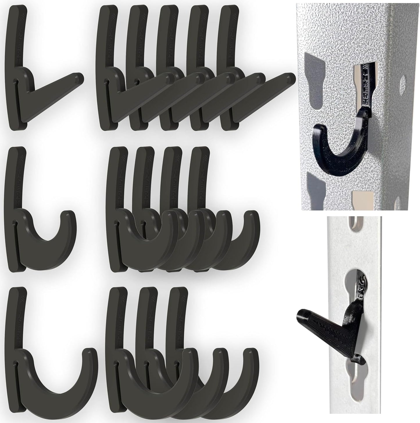 BearClaw Universal Hooks for Garage Shelving and Industrial Storage Racks with Keyhole Slots, L-Hooks and J-Hooks for Garage Shelving, Compatible with Keyhole Slots, UV-Resistant, Up to 40 lbs Load