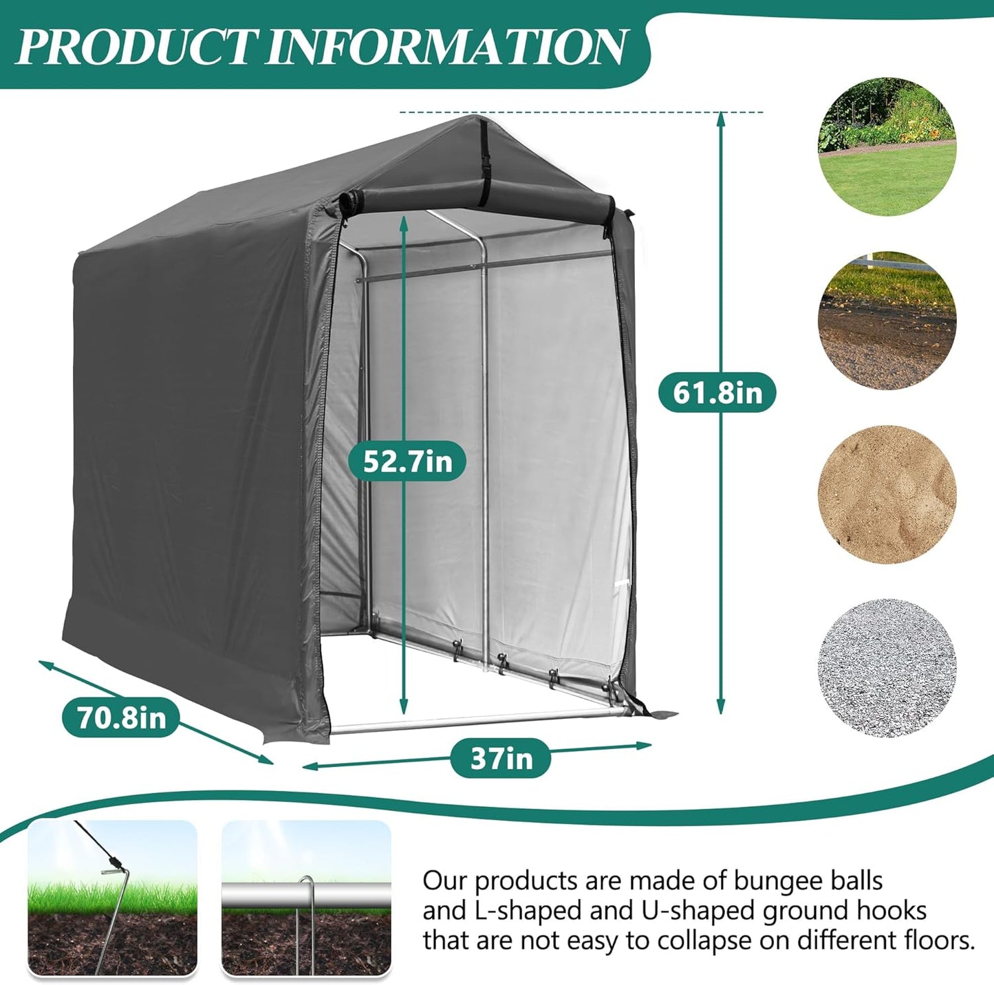 6 x 3ft Outdoor Cycle Storage Shelter - Bike Shed with Roll-up Door & Ventilate Window, Polyethylene Canopy Bicycle Garage for Garden, Domestic, Outdoor, Rain Shelter