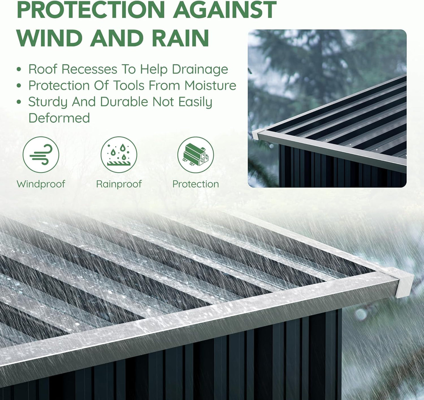 Breezz 6x4FT Outdoor Steel Storage Shed with Clear Window, Lockable Doors, Weather-Resistant Metal Tool Shed for Garden, Backyard, Patio, and Utility Storage