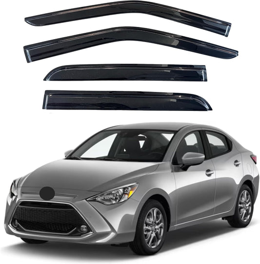 KPY Window Visor Compatible with Toyota Yaris iA & Scion iA Sedan 2016-2020, 4PC Rain Guard Side Window Vent Deflectors Tape-On Mugen Style, 2016 2017 2018 2019 2020