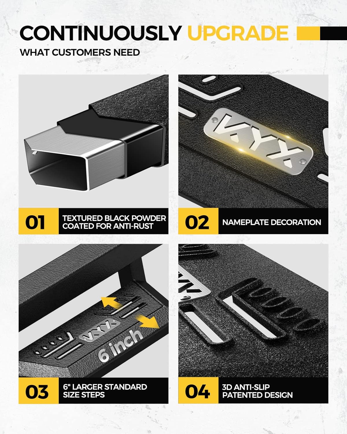 KYX Running Boards for 2009-2018 Ram 1500/2010-2025 Ram 2500 3500 Crew Cab & 2019-2024 1500 Classic Side Steps Nerf Bars Truck Step Rails 6 inches