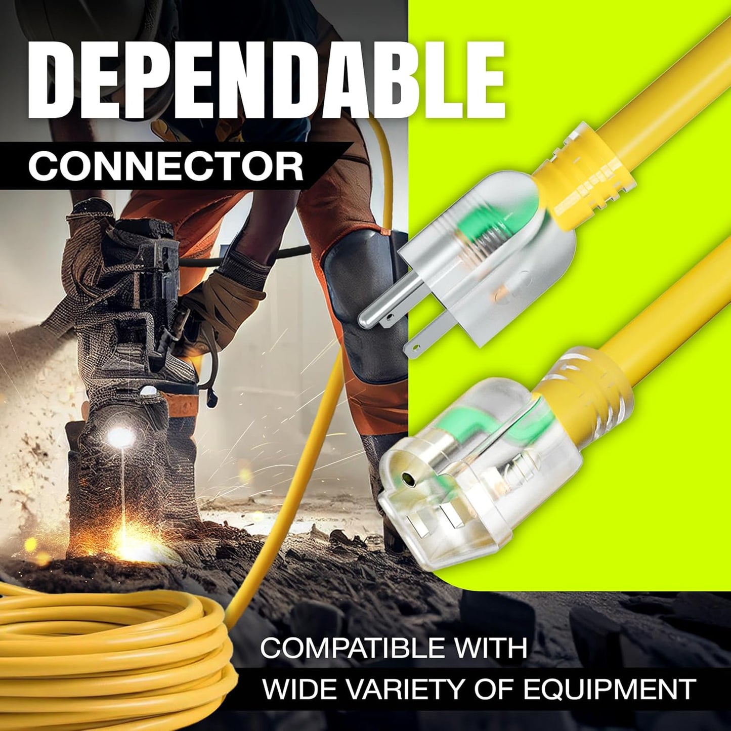 75ft Outdoor/Indoor Extension Cord 16/3 Gauge Heavy Duty 3 Prong SJTW, Waterproof, Flexible Cold-Resistant Long Power Cord,10A 125V 1625W, Yellow by LifeSupplyUSA