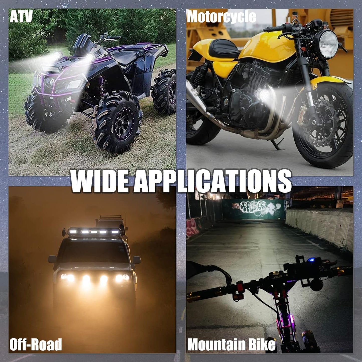 Motorcycle Driving Lights 12-60V 40W 3600LM LED Fog Lights for ATV UTV Bike Car Truck Boat Forklift Waterproof LED Spotlights with 6 Light Beads High Low Strobe Beam Switch Universal (Black 2)