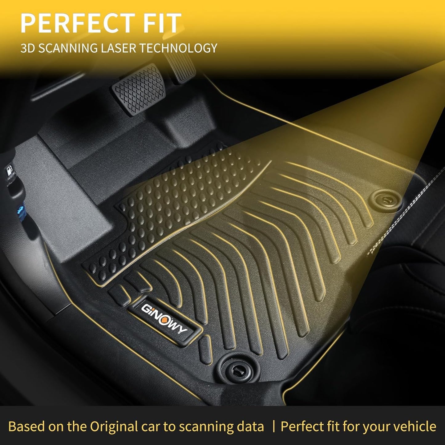 GINOWY- Floor Mats & Cargo Liner for Volkswagen Tiguan 2018-2024丨TPE All Weather Mats for VW Tiguan Non-Slip Waterproof Cargo Trunk Mat Easy to Clean Floor Liners Accessories Black