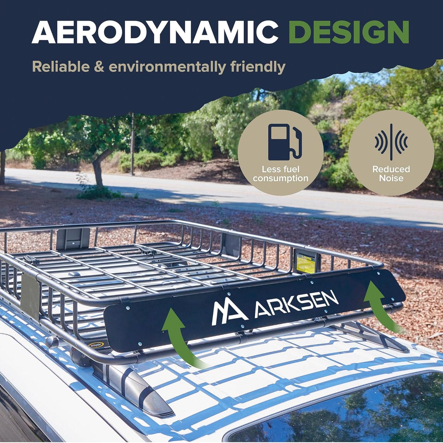 ARKSEN 43 x 39 x 6 Inch Universal 150LB Heavy Duty Roof Rack Cargo with Cargo Net, Car Top Luggage Holder Carrier Basket with Extension for SUV, Truck, & Car Steel Construction