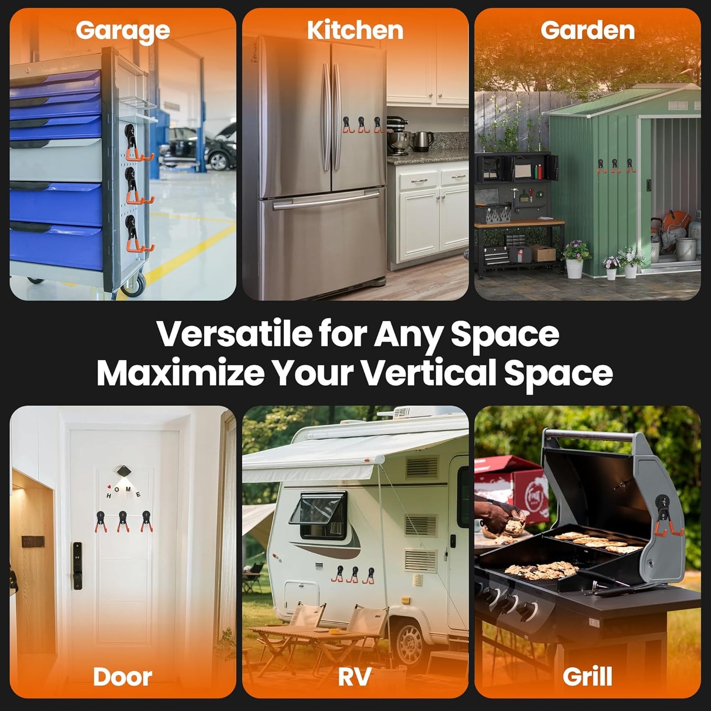 Large Magnetic Hooks Heavy Duty Extra Strong Magnetic Garage Hooks Big NdFeB Industrial Magnet Hooks Magnetic Utility Storage Holder Organization with Anti-Slip Coating for Hanging Garden Tool 2 Pack