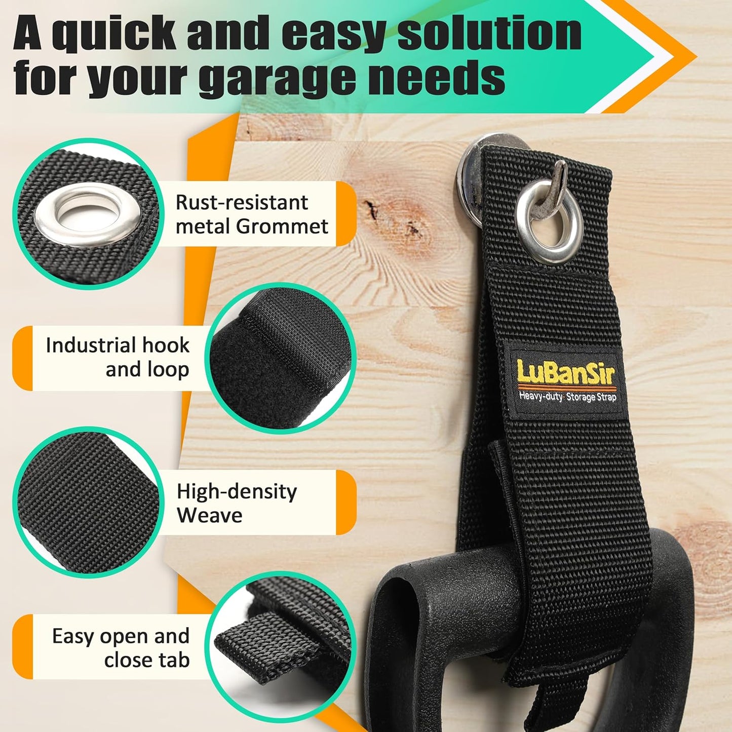 LuBanSir 9 Pack Extension Cord Holder Organizer, 13-inch Heavy Duty Storage Straps for Garden Hose Storage and Garage Wall Organization