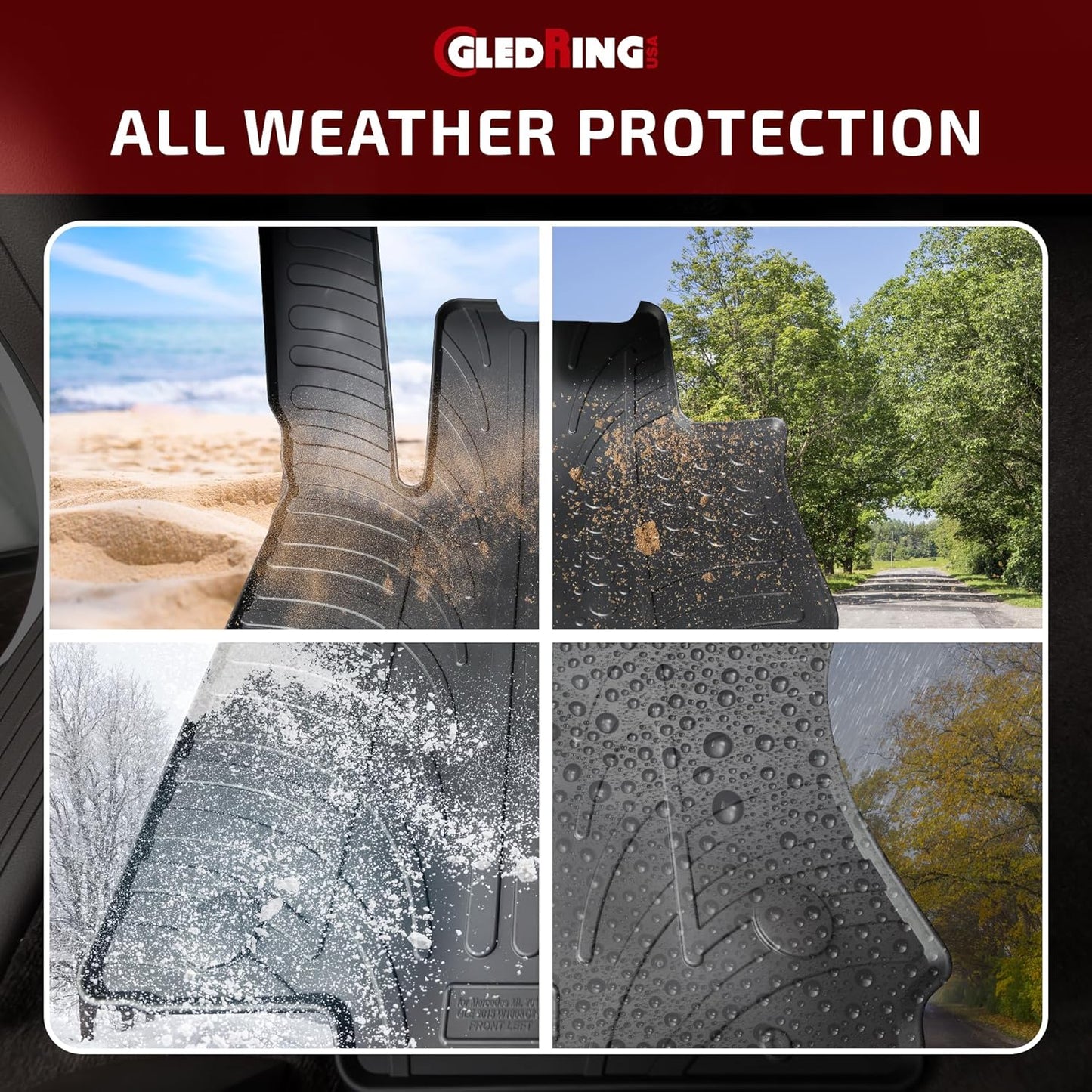 GledringUSA Custom Fit All-Weather Rubber Floor Mats Intended for Mercedes Benz A-Class (W177) 2019-2022 & B-Class (W247) -2019-2024, No Trimming Required, Tailored Custom Fit