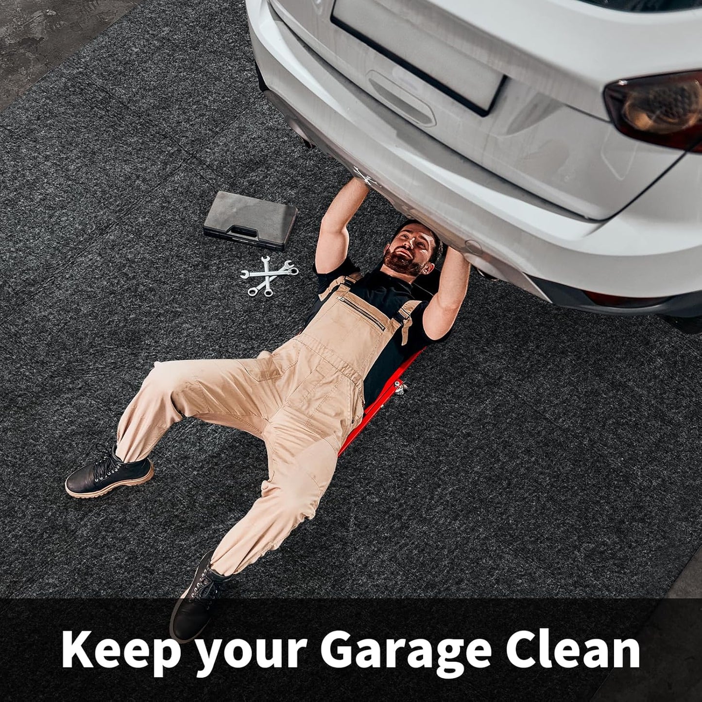 MABOZOO Garage Floor Mat 18x7.7 Ft, Extra Large Garage Carpet Rug, Reusable Absorbent Oil Spill Mat, Washable Parking Flooring Rug for Under Car, Protects from Spills, Drips and Stains