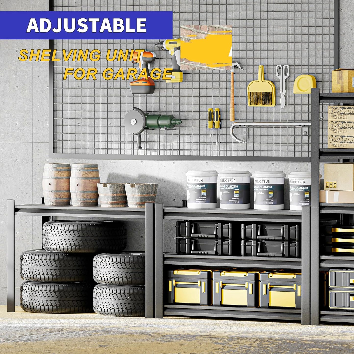 Garage Shelving Unit,78"*40"*16"Thickened Metal Shelving Units for Garage Storage Shelves Adjustable Shelves,5 Tier Industrial Shelving Shelf Metal Shelves for Storage for Warehouse Basement