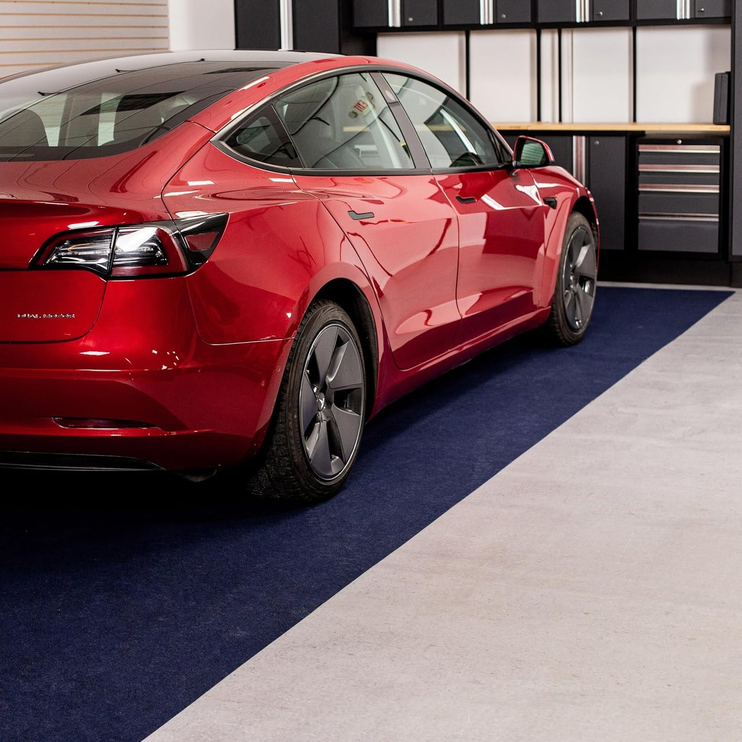 G-Floor Drip & Dry Absorbent (7'6" x 14', Blue) Floor Mat with Waterproof Vinyl Backing for Protecting Your Garage Floor - Just Unroll to Install!