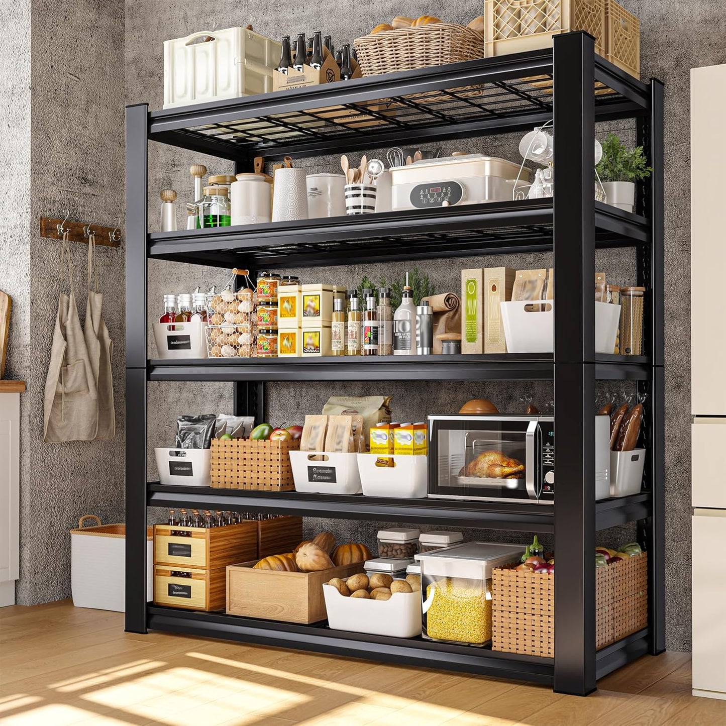 REIBII 3010LBS Storage Shelves 72" H Garage Shelving Heavy Duty Metal Shelving 5 Tier Adjustable Metal Shelves for Storage for Pantry Kitchen Basement 72" H x 35.5" W x 16" D, 4 Pack