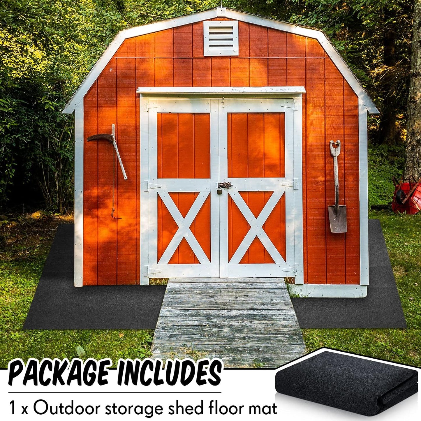 Haull Outdoor Storage Shed Floor Moat Waterproof Outdoor Carport Mat Thickened Soft Patio Furniture Pad Washable with Non Slip Backing, Storage Shed Not Included(8.2 x 10.2 ft)