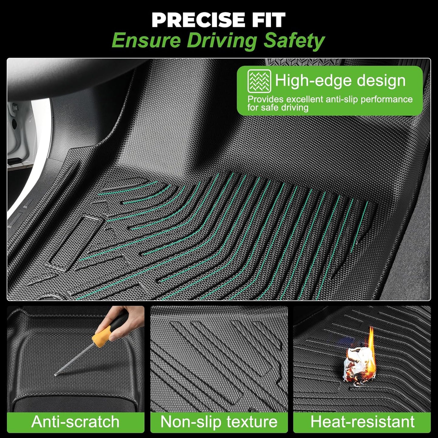Floor Mats & Cargo Liner Set Fit for 2021-2011 Dodge Grand Caravan 7 Seat All Weather Protection TPE Anti-Slip Automotive Full Set Floor Liners Custom Dodge Grand Caravan Accessories