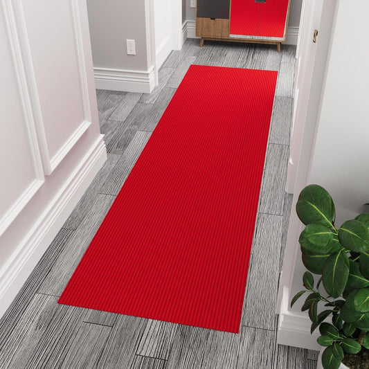 Ottomanson 3'11" x 5' Mud Mat Area Rug Scraper Carpet - Non-Slip, Dirt Trapping for Indoor & Outdoor Use - Ideal for Entryway, Garage, Kitchen, Patio & High-Traffic Areas, Red