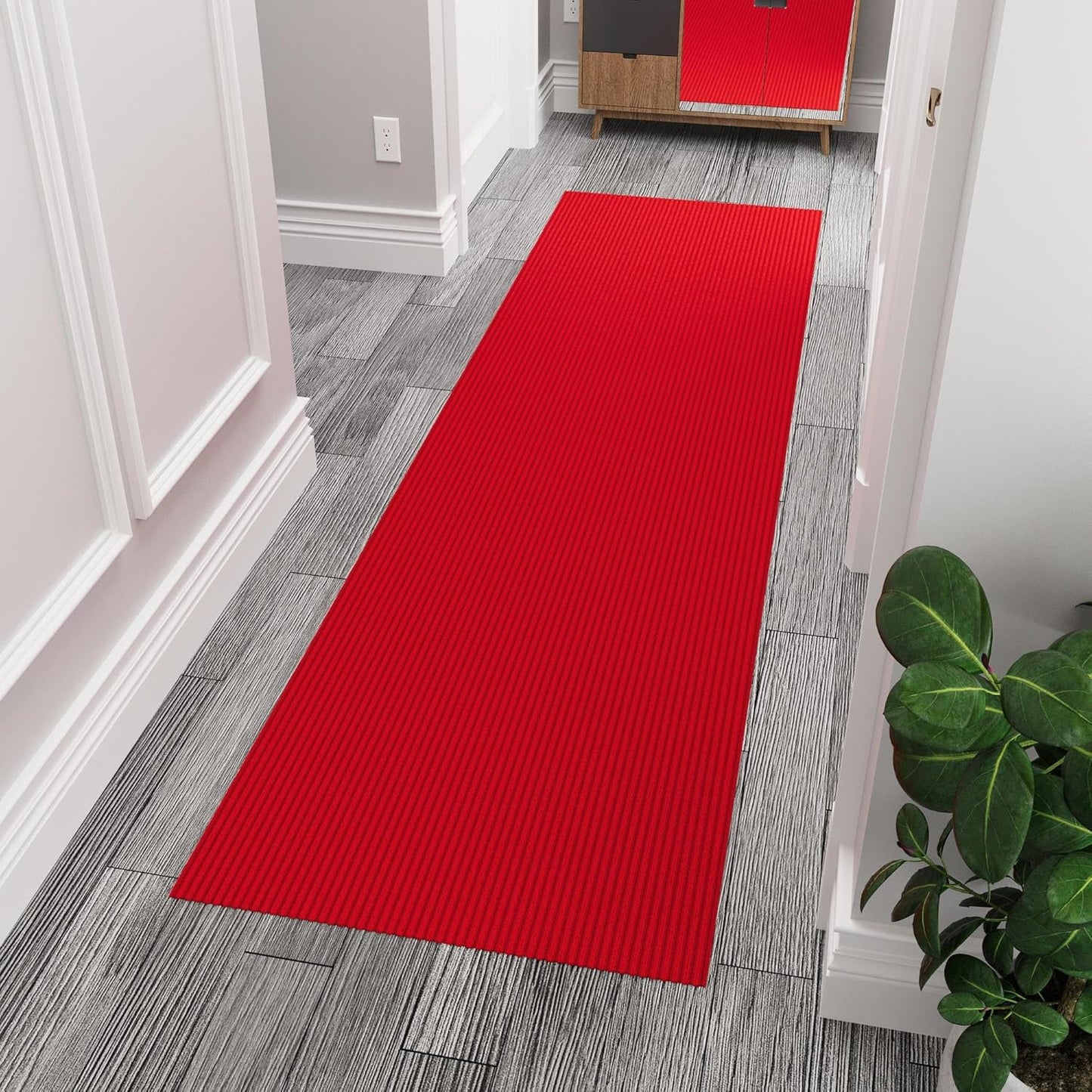 Ottomanson 6'6" x 2' Hallway Runner with Scraper Pile Extra Durable Non-Slip Rug Mat for Indoor & Outdoor Use - Ideal for Kitchen, Entryway, Patio & Garage - High-Traffic Carpet, Red