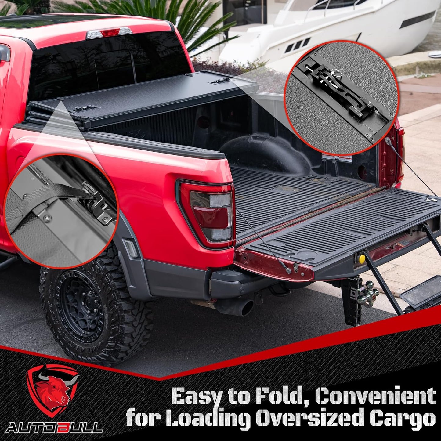 Hard Top Tri Fold tonneau Cover Compatible with 2022-2025 Toyota Tundra 5.5ft Bed, Alloy Steel and Fiberglass Made