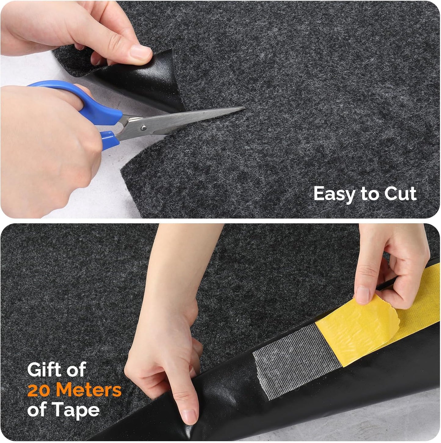 TUFFIOM 17' x 7'4" Oil Spill Mat with Tape,Garage Floor Mat for Under Car,Oil Absorbent Mat for Garage Waterproof,Oil Drip Change Parking Mat for Driveway,Reusable,Washable