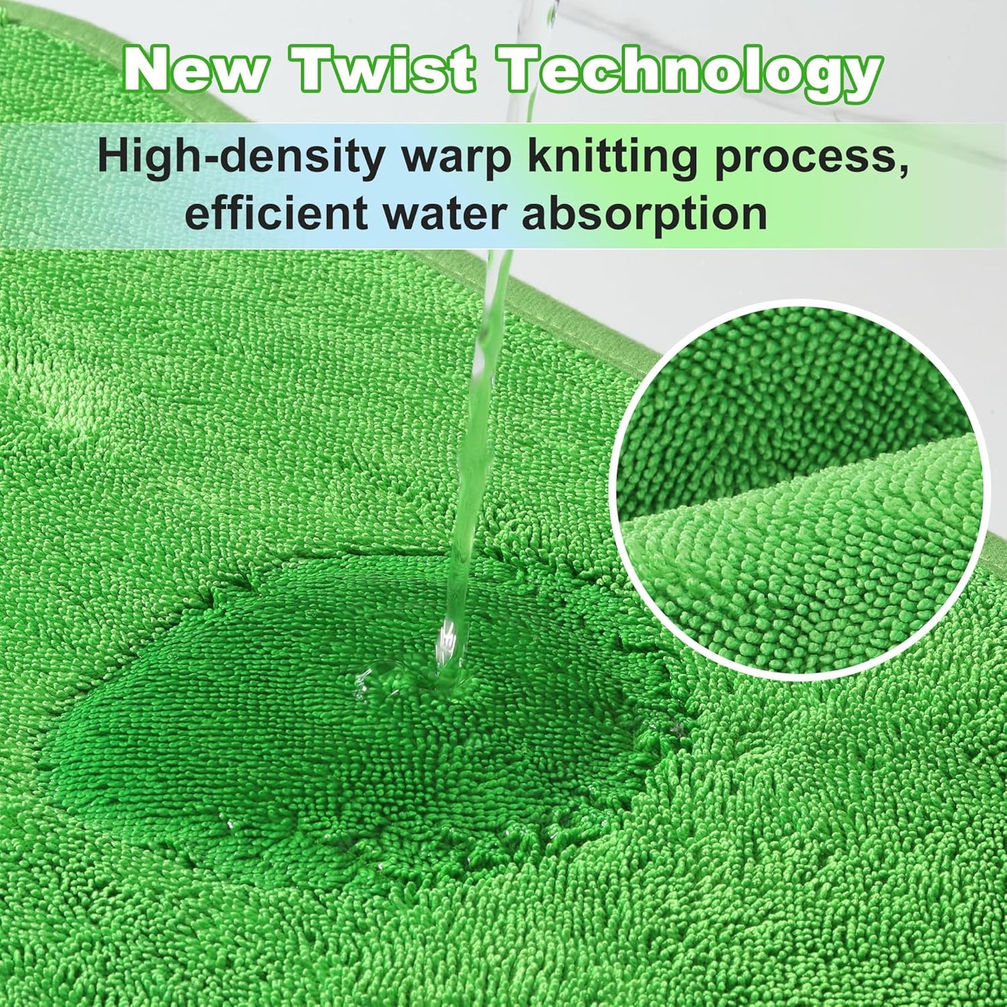 JOYMOOP Car Dry Towel, Quick Drying, Medium Size, Microfiber Cleaning Cloth, Green, 35.4 x 23.6 Inches, 2 Pack for Boates, RVs, SUVs, Trucks, Cars