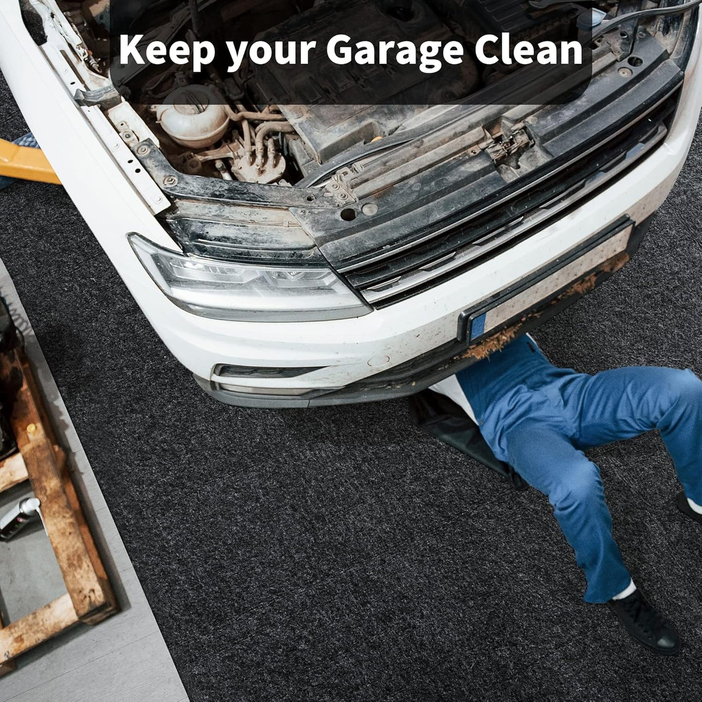 HOMBYS Extra Large Garage Floor Mat for Under Car,Floor Mats for Garage with Rubber Backing,Non Slip Garge Rug,Waterproof Backing Garage Carpet,Motorcycle Absorbent Oil Spill Mat,7'9"x16'