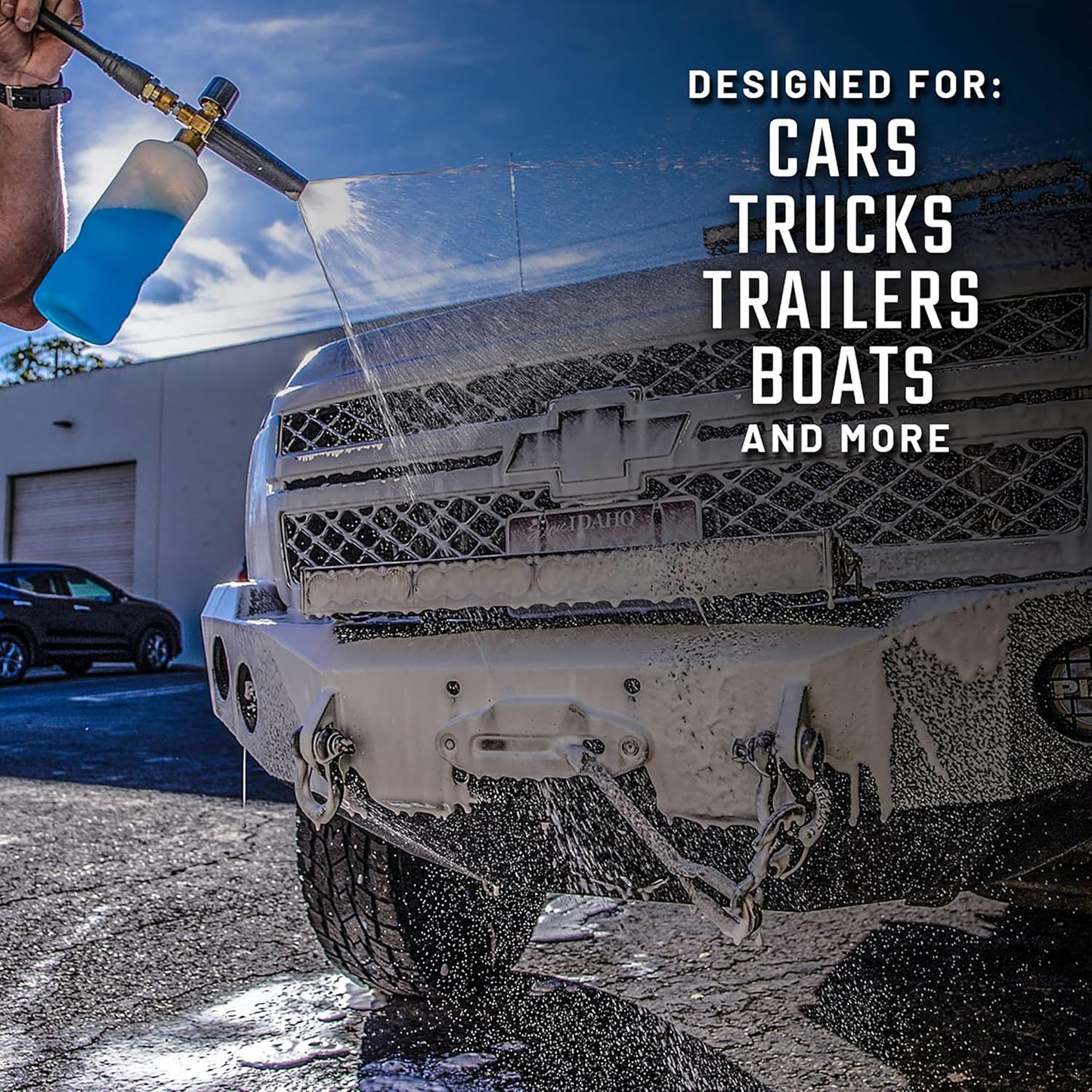 Slick Products Wash & Wax Extra Thick Foaming Cleaning Solution Motorcycle, Truck, Trailer, Boat, Car Wash Soap - Works With Foam Cannon, Foam Gun, Sprayers, Buckets, 128 oz., Tropical Scent