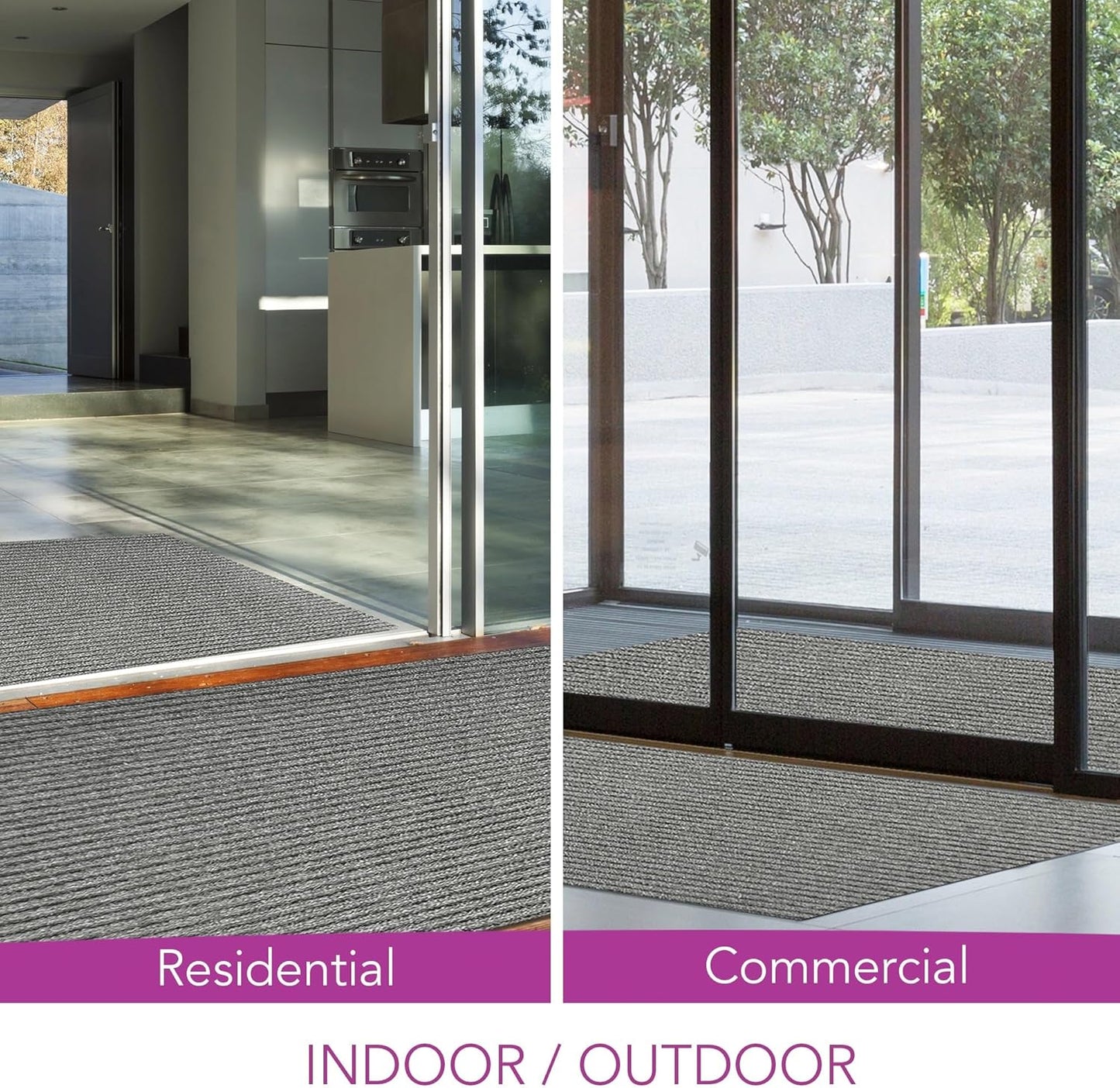 iCustomRug Spartan Weather Warrior Indoor/Outdoor Utility Ribbed Carpet Runner with Non-Slip Thermoplastic Rubber Backing, 3ft X 42ft in Grey