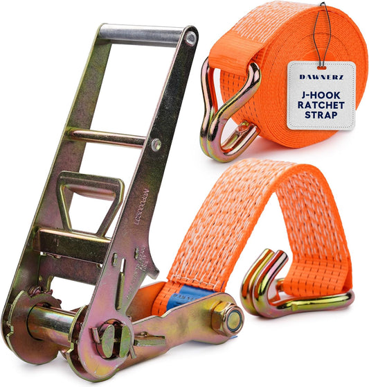 3 inch Ratchet Straps 40 ft Double Wire J Hook Tie Down - Heavy Duty Ratchet Straps 16500 Lb Breaking Strength - Trailer and Truck Tie Down