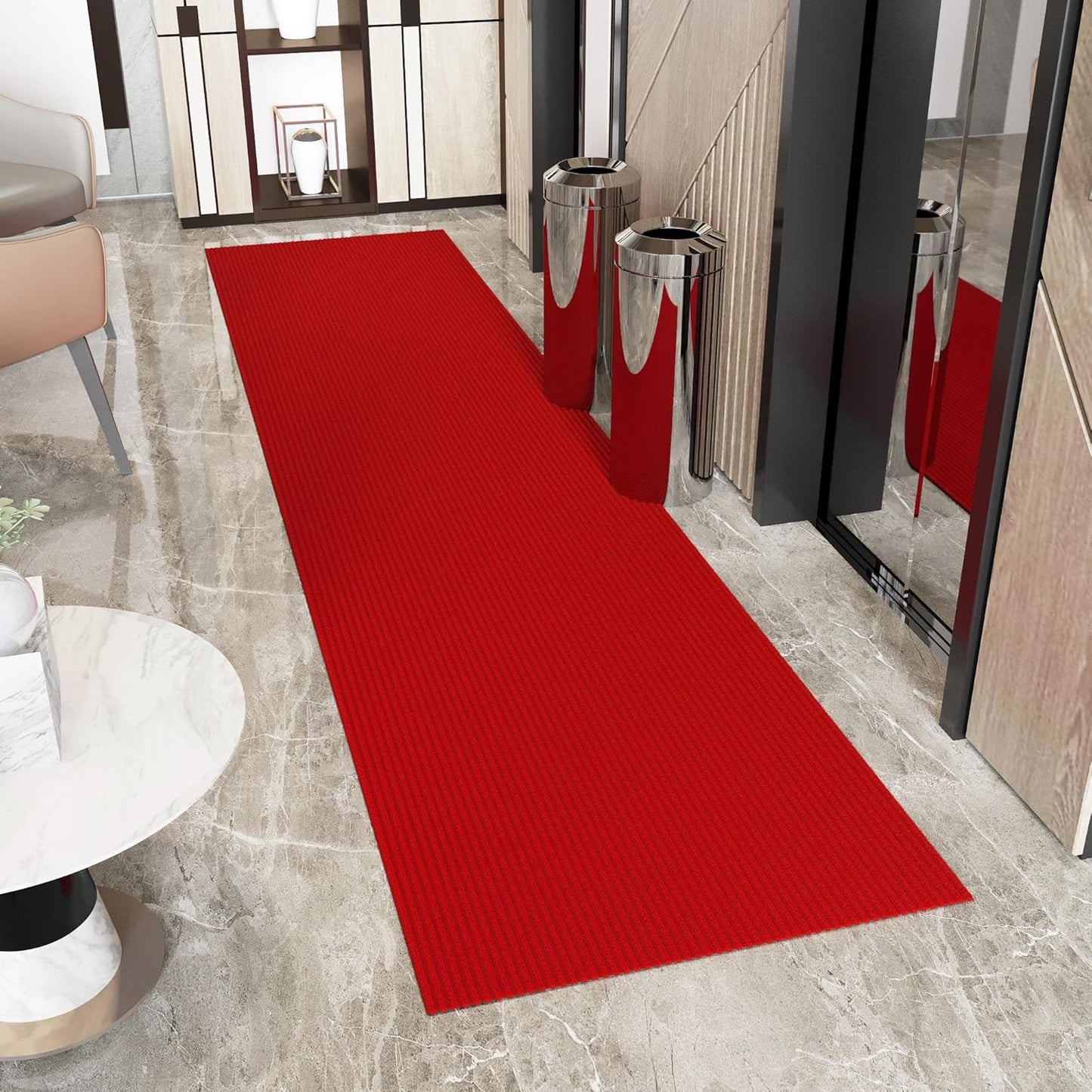 Ottomanson 2' x 29' Hallway Runner with Scraper Pile - Extra Durable Non-Slip Rug Mat for Indoor & Outdoor Use - Ideal for Kitchen, Entryway, Patio & Garage - High-Traffic Carpet, Red