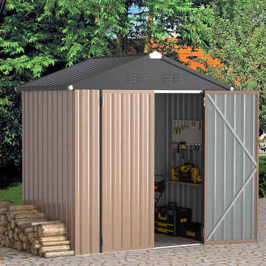 U-MAX 6x4 Storage Sheds & Outdoor Storage, Small 4x6 Outdoor Storage Garden Outside Shed kit, Galvanized Metal Utility Shed for Backyard, Patio and Lawn