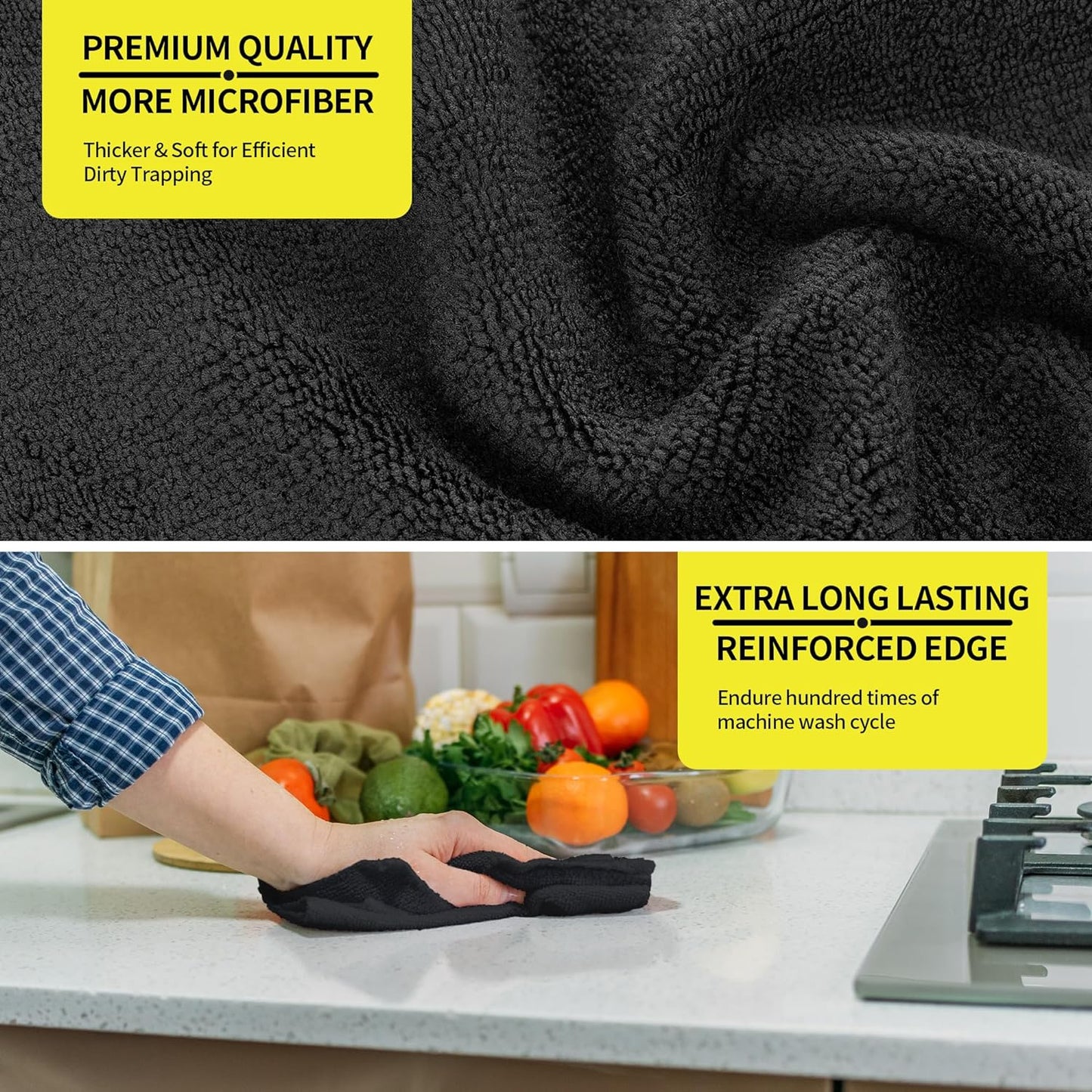 HOMERHYME Premium Microfiber Cleaning Cloth, 8 Pack, 12.6" x 12.6" Cleaning Towels, Lint-Free & Streak-Free, Ultra Absorbent, 300GSM, Reusable Microfiber Towel for Cars Kitchen Garage House Office