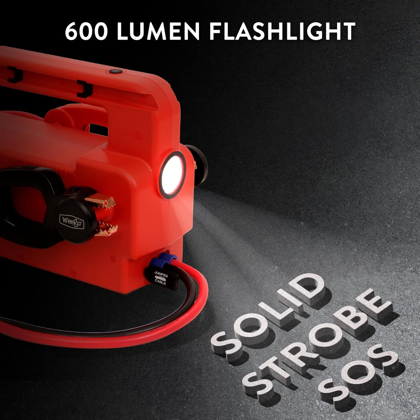 Weego 120 12V Jump Starter, 5000 Peak Amp / 1200 Cranking Amp, Smarty Clamp Jumper Cables with Battery Pack, All Gas & 15L Diesel Engines (C120)