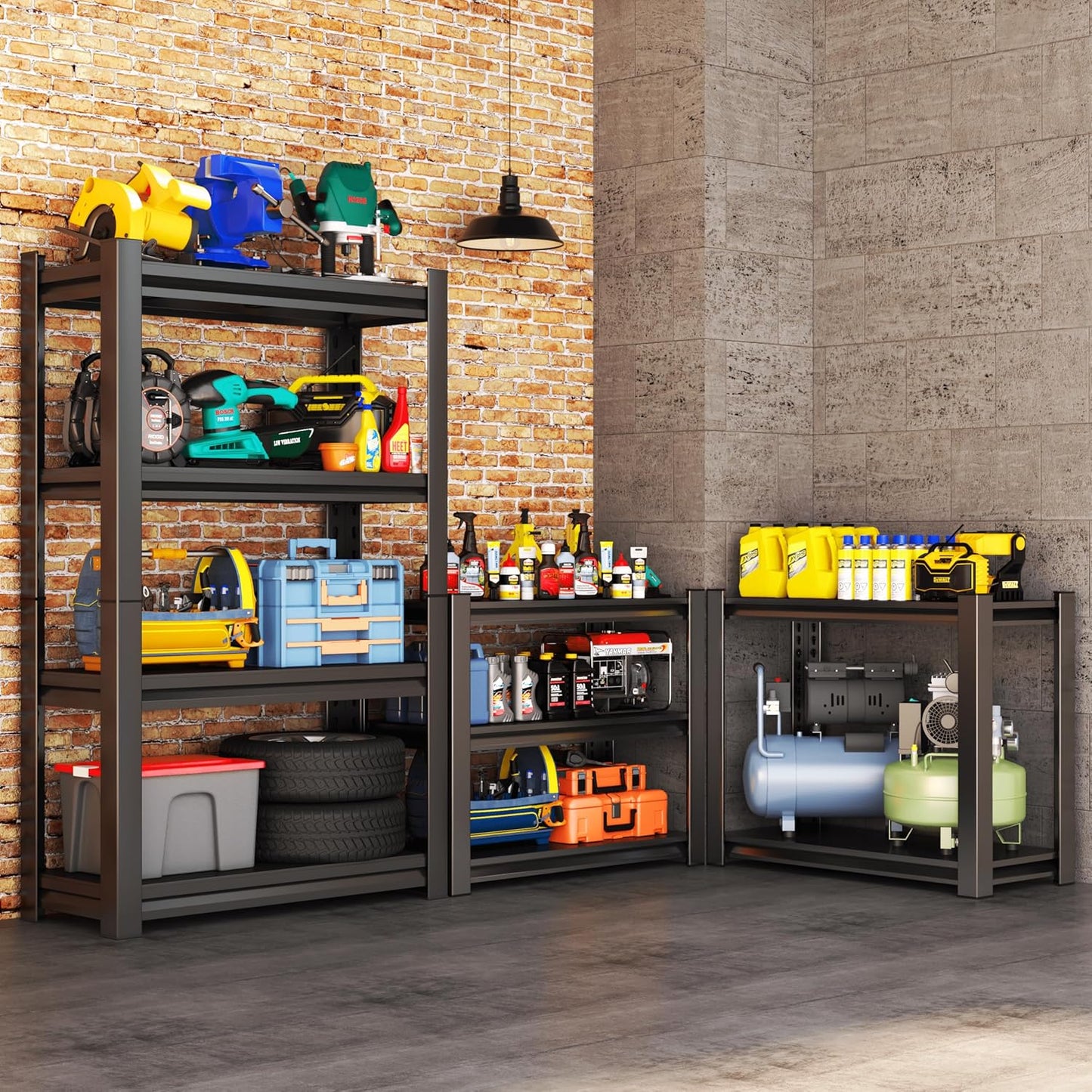 Metal Garage Shelving Unit, Heavy Duty 5-Tier Adjustable Storage Rack, Steel Shelving,2000 lbs Capacity, Industrial Shelves for Heavy Tools and Equipment (4-Tier 63" H x 40" W x 18" D)