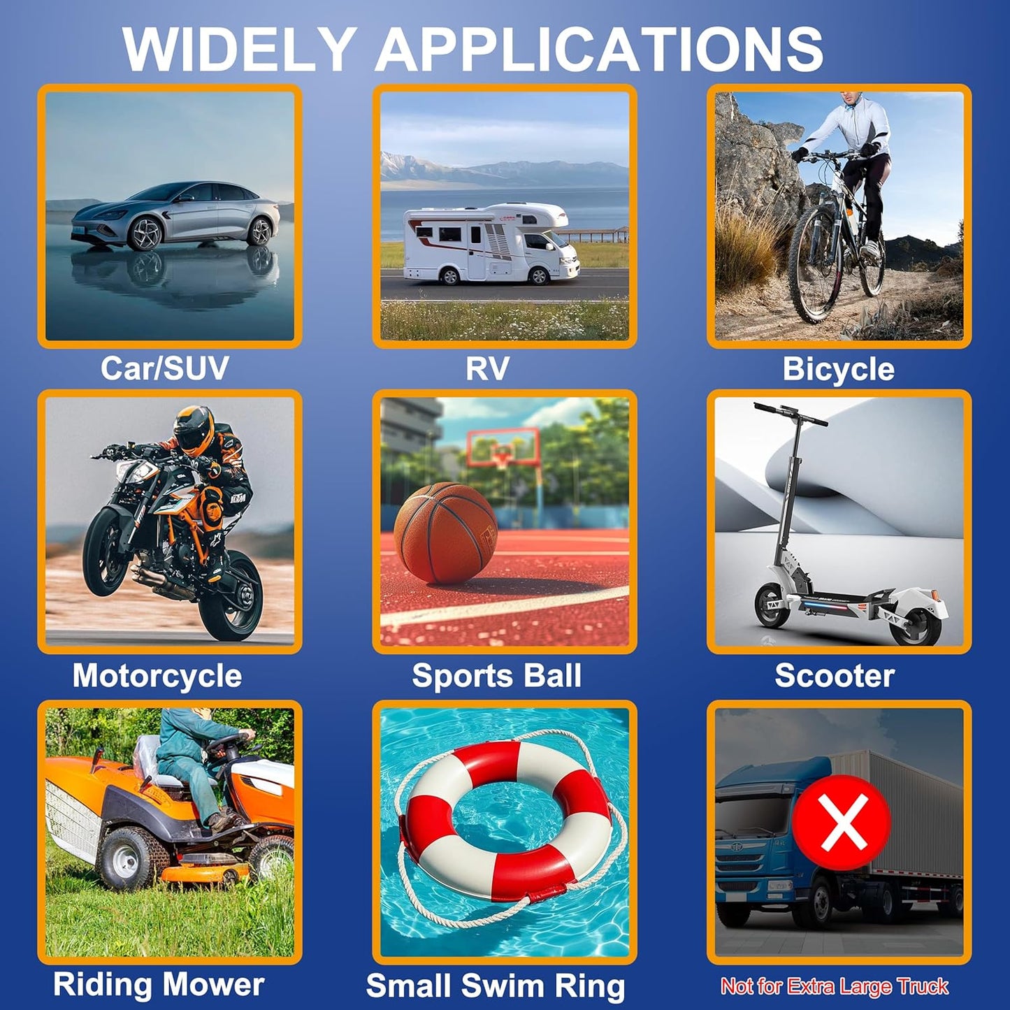 Amooca Tire Inflator Smart Fast Auto Tire Inflation 150 PSI 20000mAh Cordless Air Pump with Emergency Light for Outdoor SUV Car Motorcycle Bike Ball