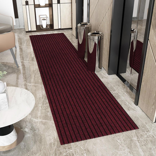 Ottomanson 2'7" x 14' Hallway Runner with Scraper Pile Extra Durable Non-Slip Rug Mat for Indoor & Outdoor Use - Ideal for Kitchen, Entryway, Patio & Garage - High-Traffic Carpet, Red