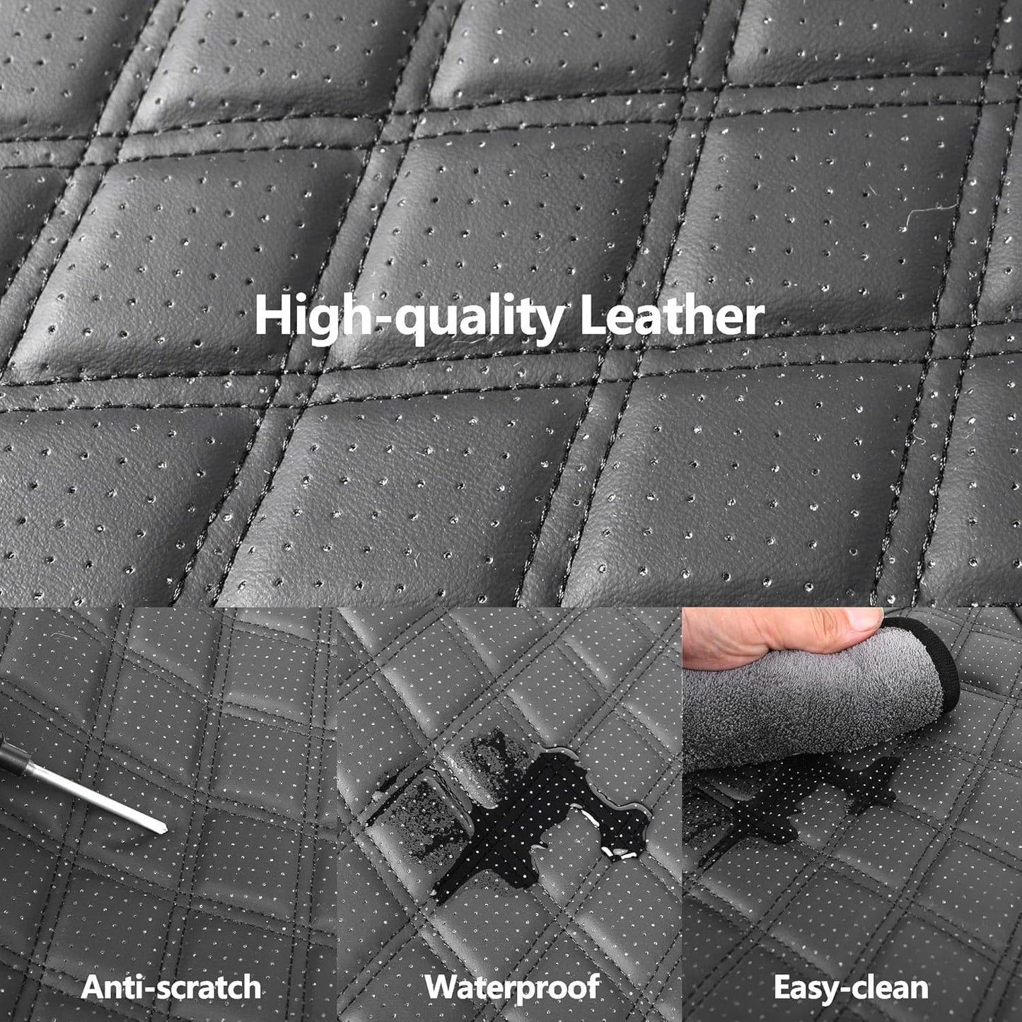 Leather Car Seat Covers,Breathable and Waterproof Napa Leather Automotive Seat Cover,Universal Interior for Cars,Sedans,SUVs,Vans,Trucks(2 Pieces,Front Seat,Grey,N3)