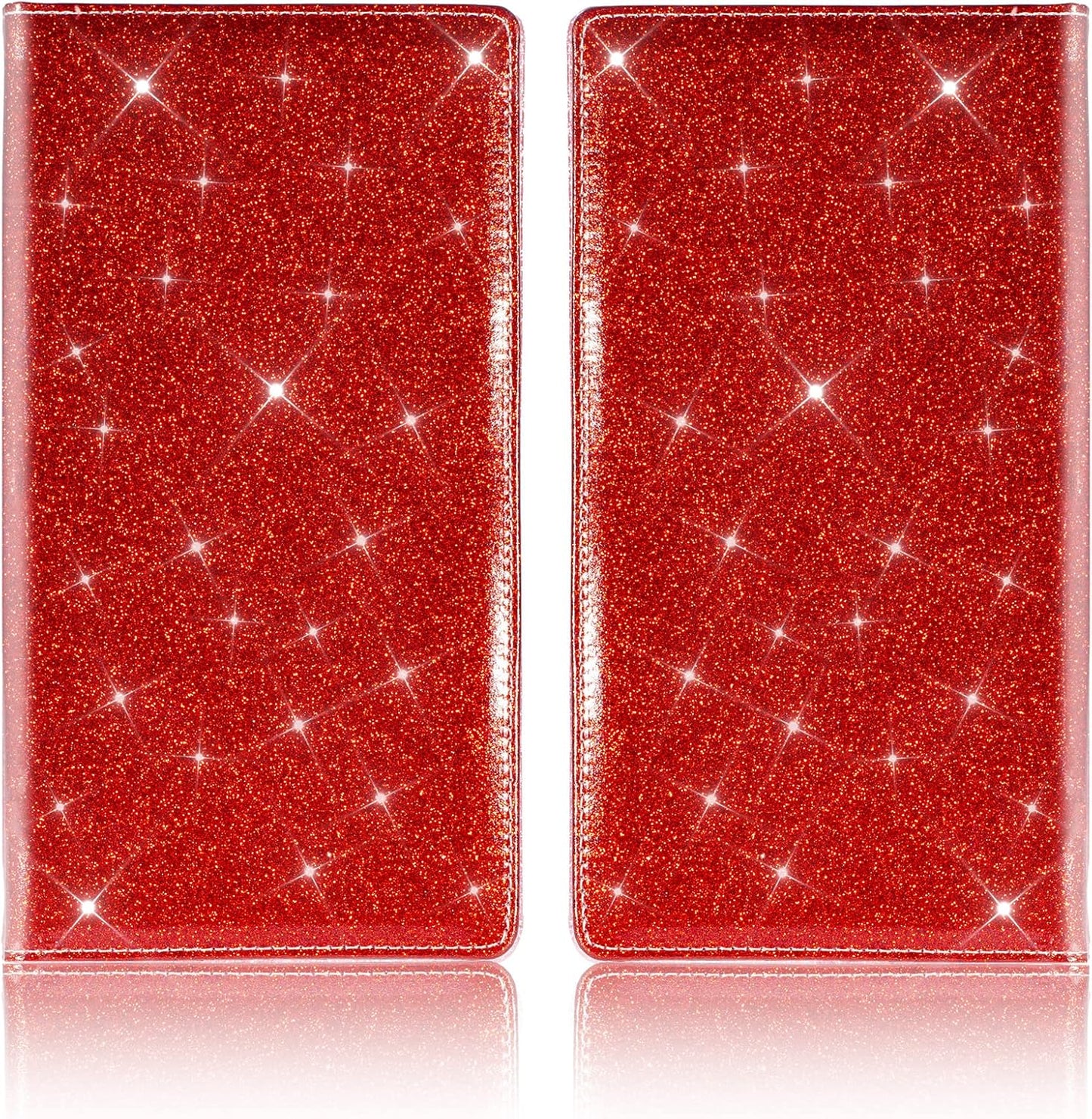 TOURSUIT Car Registration and Insurance Card Holder, Vehicle License Document Glove Box Compartment Organizer, Interior Car Accessories for Women Men Teens (Glitter Red)