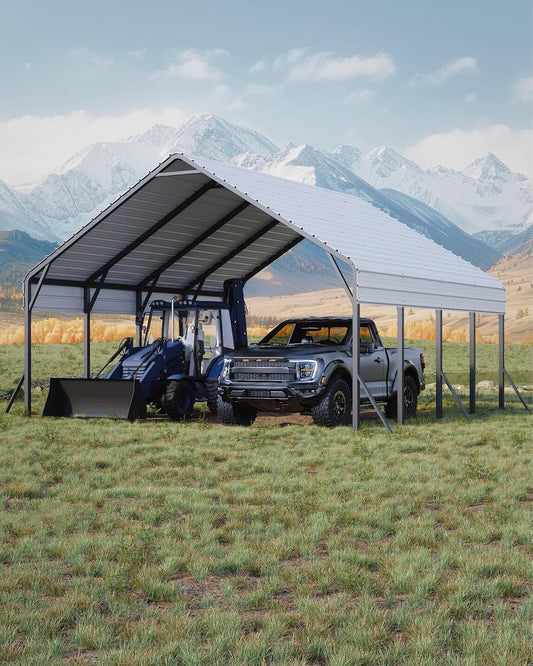 20'x20'x13' Metal Carport for 2 Cars, Heavy Duty Car Ports for Heavy Snow, Reinforced Frame, Tall Metal Car Ports for Bass Boats, Full-Sized Pickup Trucks, and Tractors, N.W. 800 Lbs