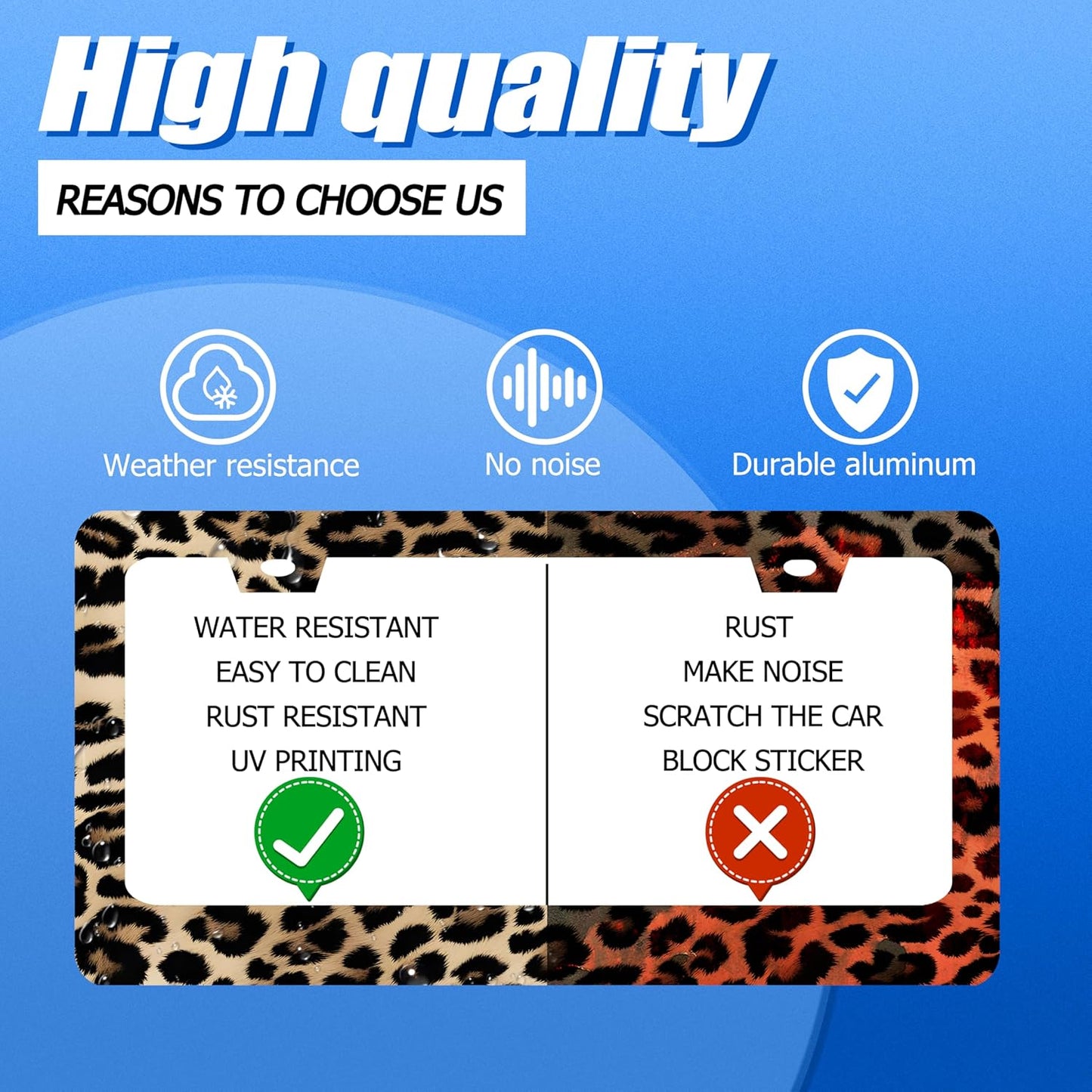 Leopard License Plate Frame Cheetah Leopard Brown License Plate Stainless Steel Funny License Plate Holder Animal Car Accessories with Screws Car Decoration 12.3" x 6.3" Fits Standard Vehicles Size