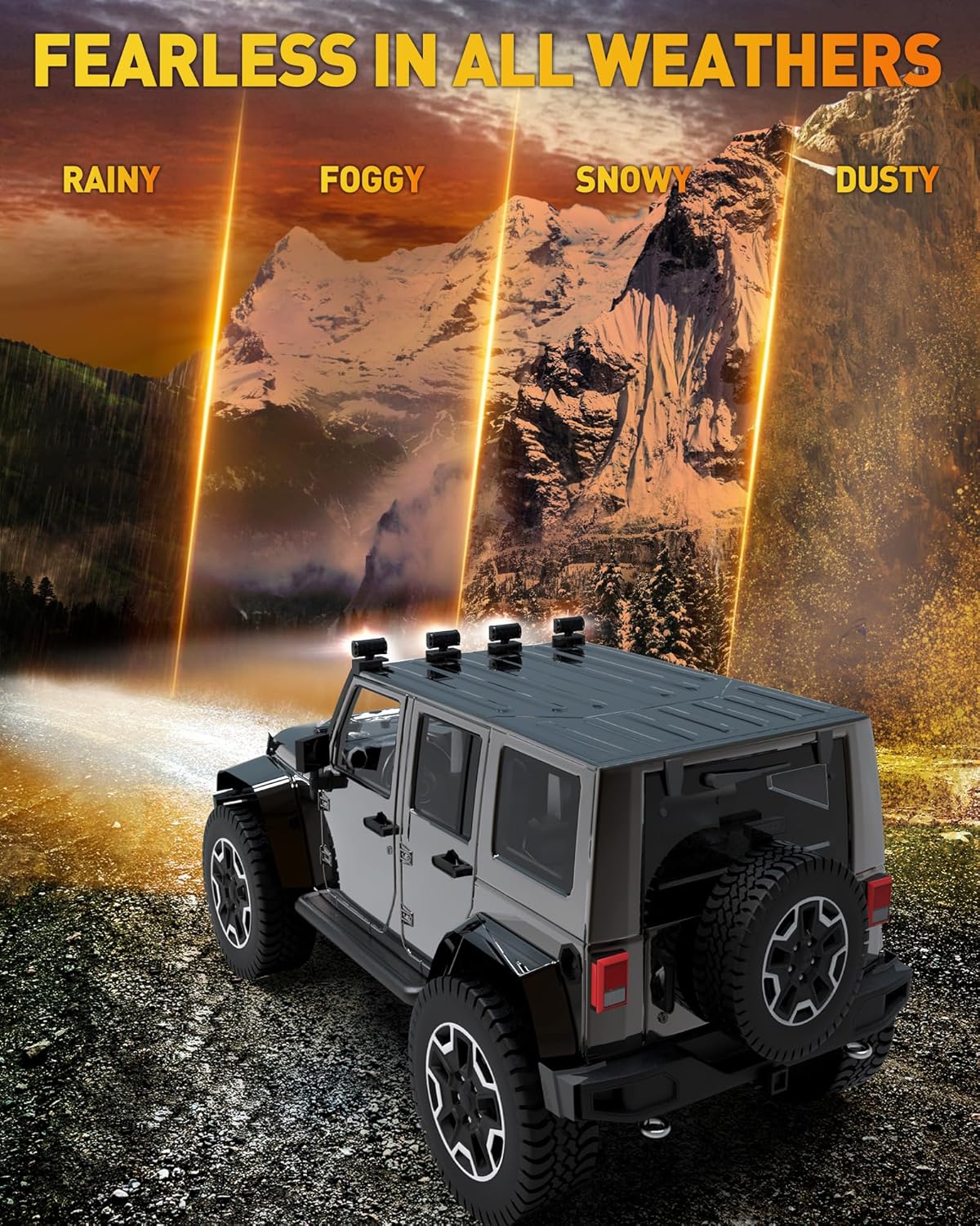 NAOEVO 7 Inch Light Bar, 240W 24,000LM Offroad Fog/Driving Lights LED Pods with 2 Leads Wiring Harness, Spot Flood Combo LED Work Lights for Truck Boat UTV ATV, 2-Pack (White/Amber/White&Amber)