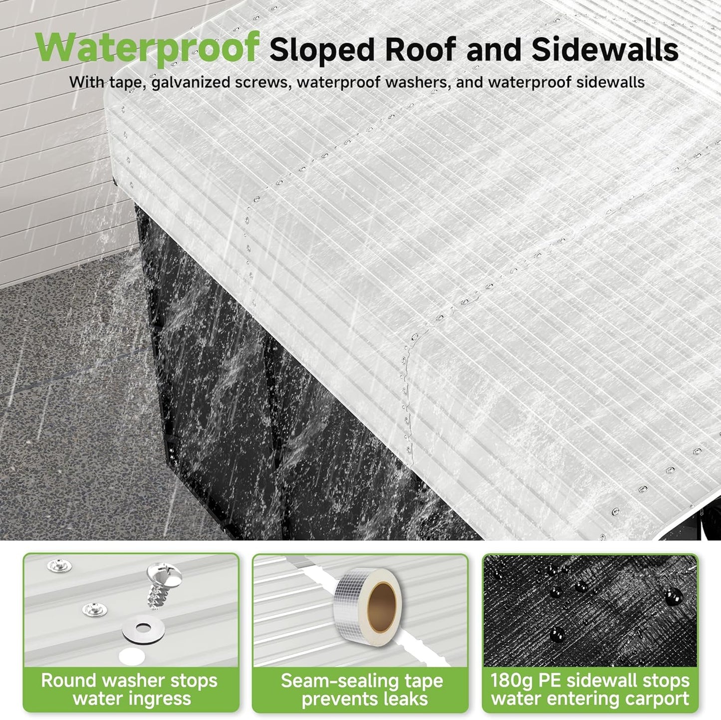 Real Relax 10×15FT Heavy Duty Carport with Removable Sidewalls, Metal Car Port Multi-Use Outdoor Storage Trucks, Cars, Boats, Galvanized Metal Roof, Cream White