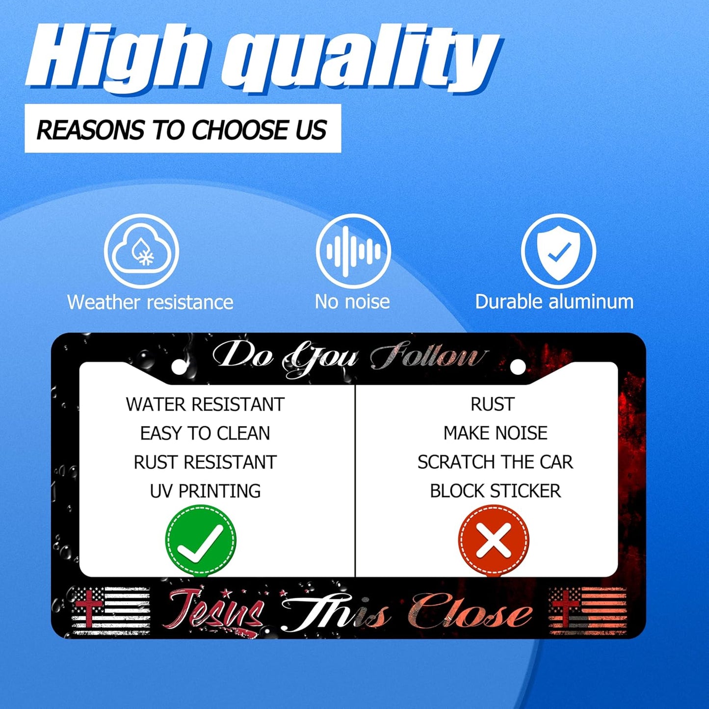 Do You Follow Jesus This Close License Plate Frame Christian License Plate Stainless Steel Funny License Plate Holder Car Accessories Decoration with Screws Fits Standard Vehicles Size 12.3" x 6.3"