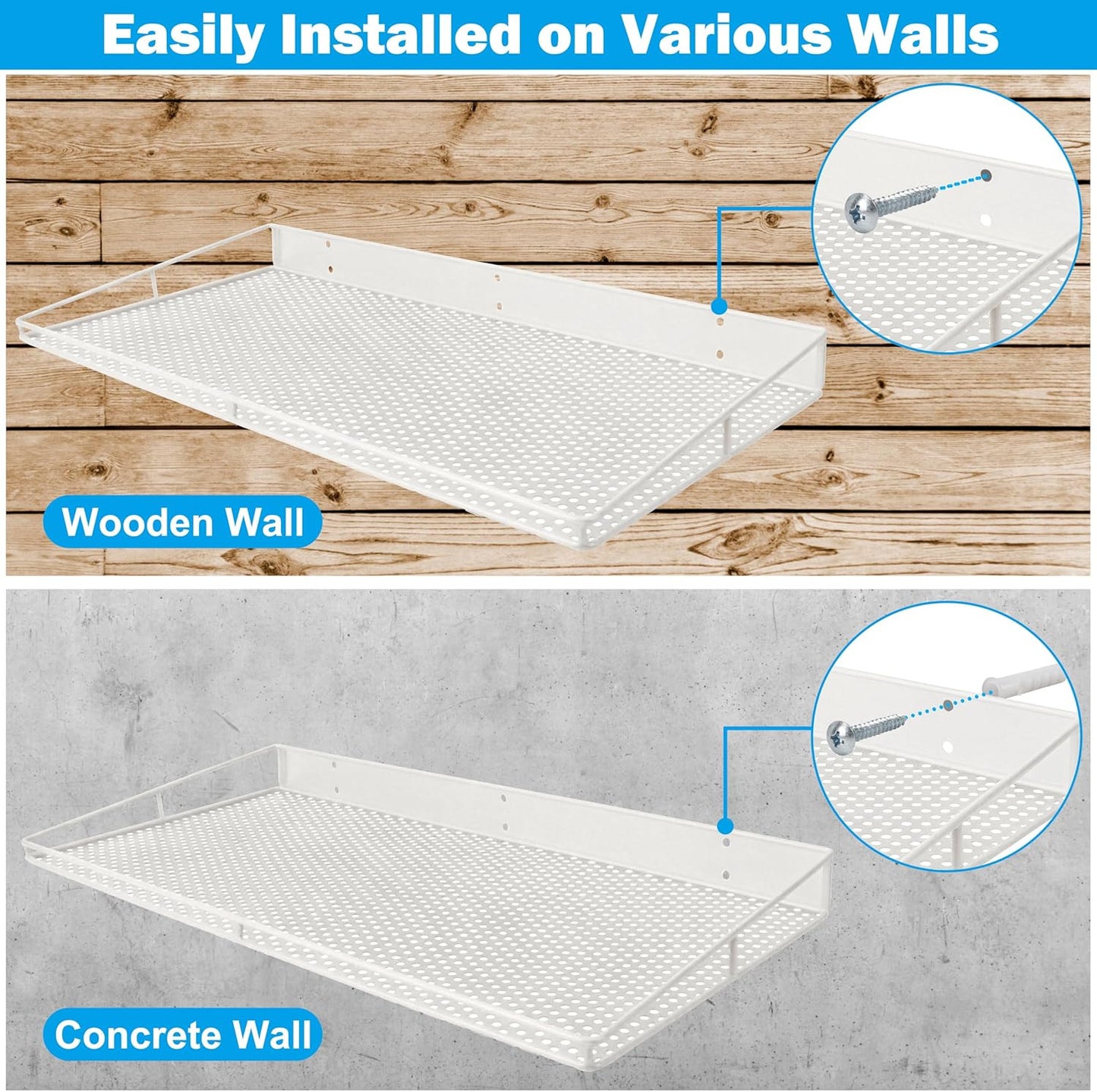 RedCall Heavy-Duty Wall Shelf, 2 Pack Garage Shelf, 23.5" x 12" Large Wall Mounted Shelves for Garage, Laundry Room, Closet, Holds Up to 75 Lbs