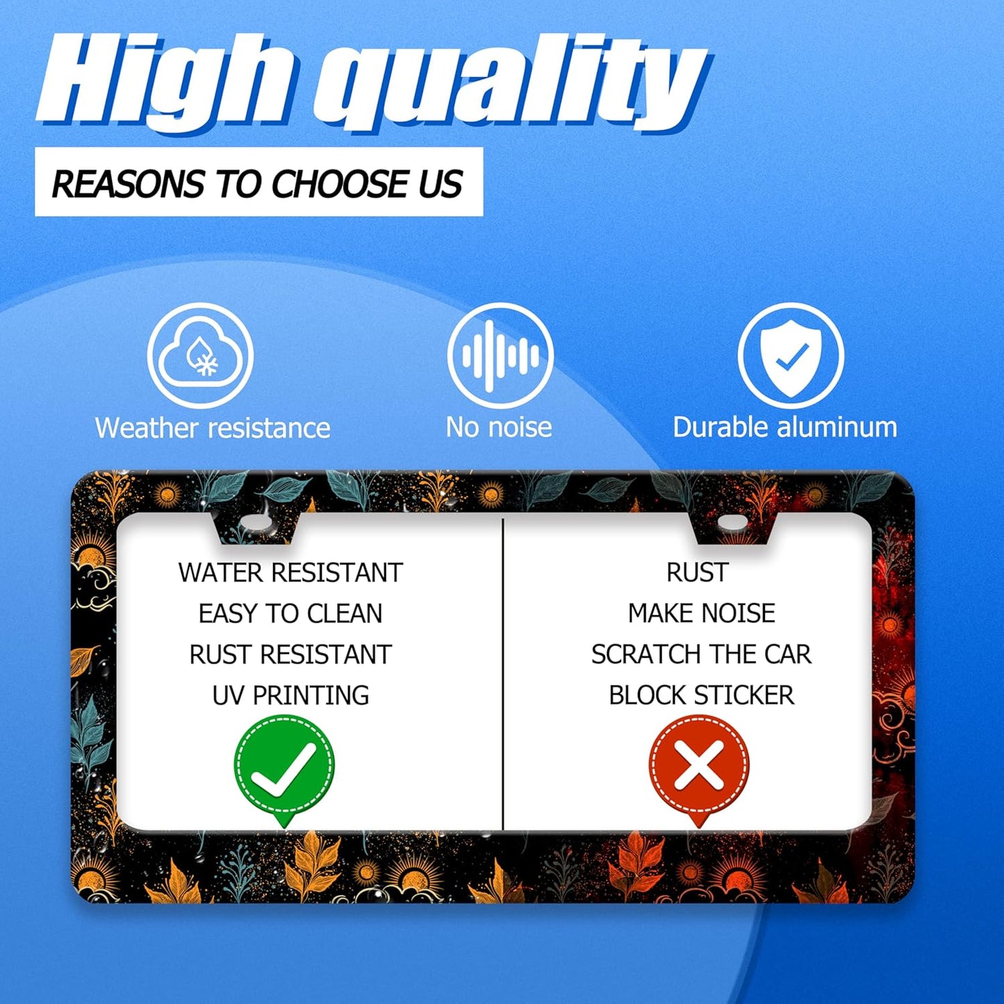 Galaxy License Plate Frame Colorful Starry Sky License Plate Stainless Steel Funny License Plate Holder for Men Women Universal Car Accessories Decoration 12.3" x 6.3"