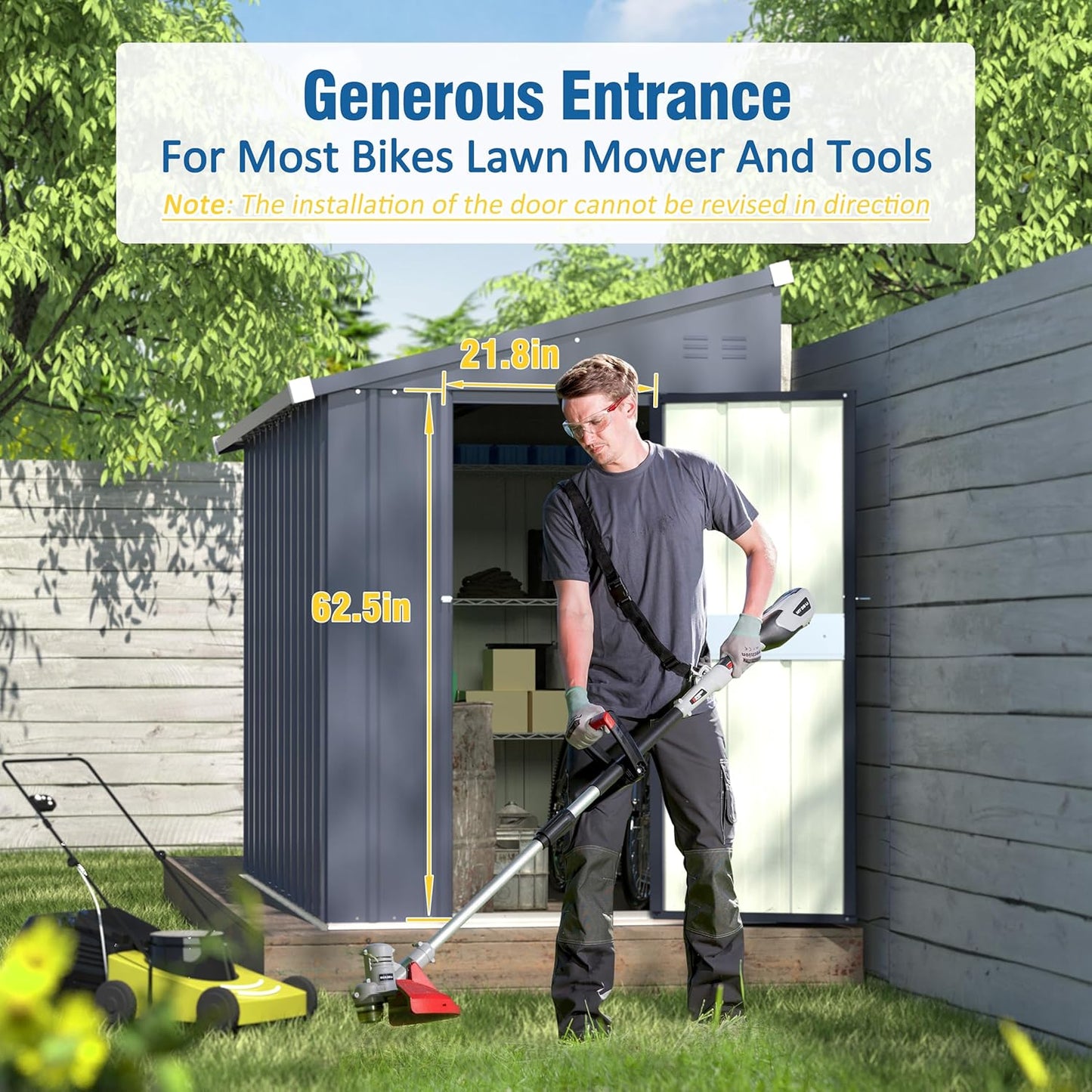 BlueWish 4'x6' Storage Shed, Lean-to Outdoor Storage Shed with Built in Vents, Metal Tool Shed Small Shed Kit with Galvanized Sloping Roof, Sheds & Outdoor Storage for Tool Storage