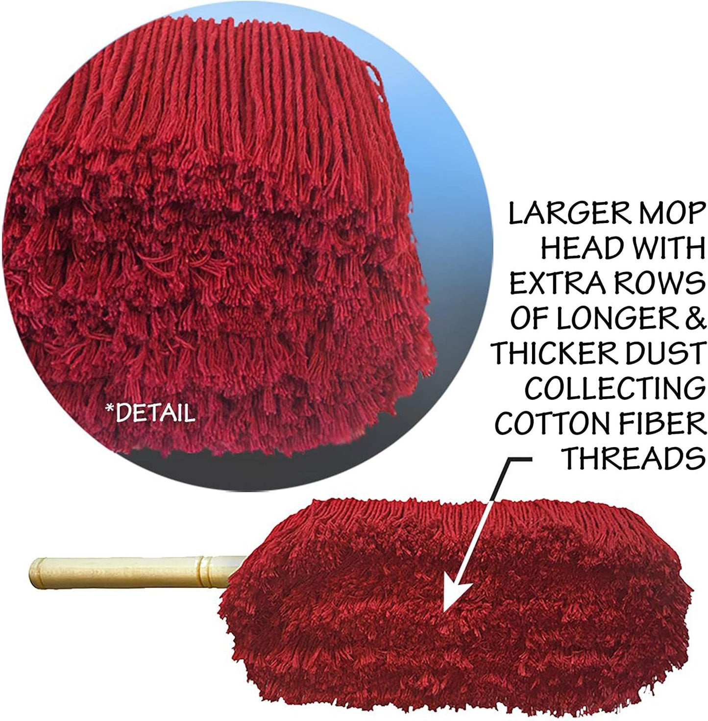 Premium Extra Large Car Duster with Durable Solid Wood Handle Includes Storage Cover - Professional Detailers Top Choice